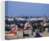 Canvas Schilderij Uitzicht over de Oude stad van Rhodos - 60x40 cm - Wanddecoratie