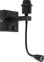QAZQA brescia combi - Moderne Wandlamp met flexarm voor binnen - 1 lichts - D 150 mm - Zwart - Woonkamer | Slaapkamer | Keuken