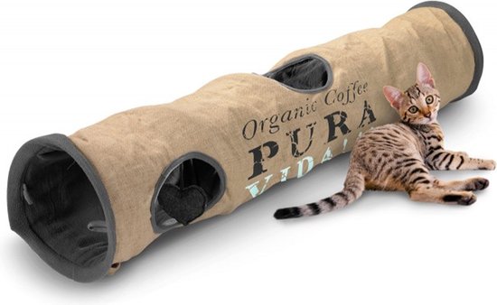 D&D Pura Vida Kattentunnel - Beige - Kattenspeelgoed - 120 x 25 x 25 cm