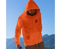 Oranje EK WK Koningsdag Hoodie Black Lion Chest (MAAT L - UNISEKS FIT) | Oranje kleding / truien | WK & EK Feestkleding