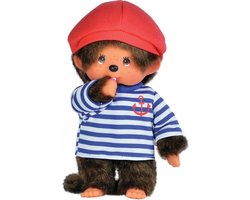 Bandai - Monchhichi Iconic 80s Monkey Pluche - Zachte Pluche 20 cm voor Kinderen en Volwassenen - Sailor Boy 20 cm - Toy Kids 2+ - 20073