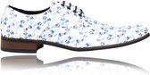 Blue Hexagon - Maat 40 - Lureaux - Kleurrijke Schoenen Voor Heren - Veterschoenen Met Print