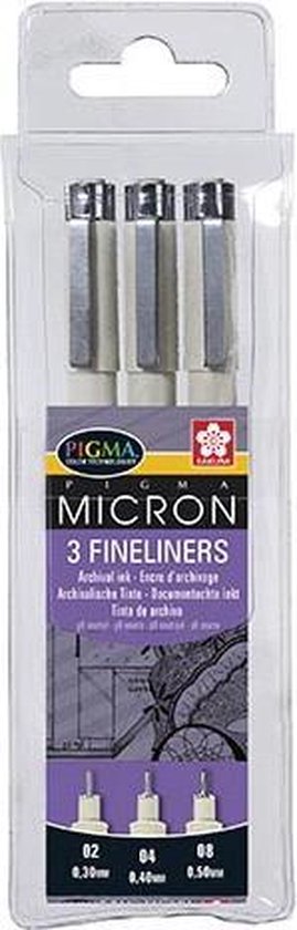 Sakura Pigma Micron Fineliners Etui - 3 fineliners - Zwart