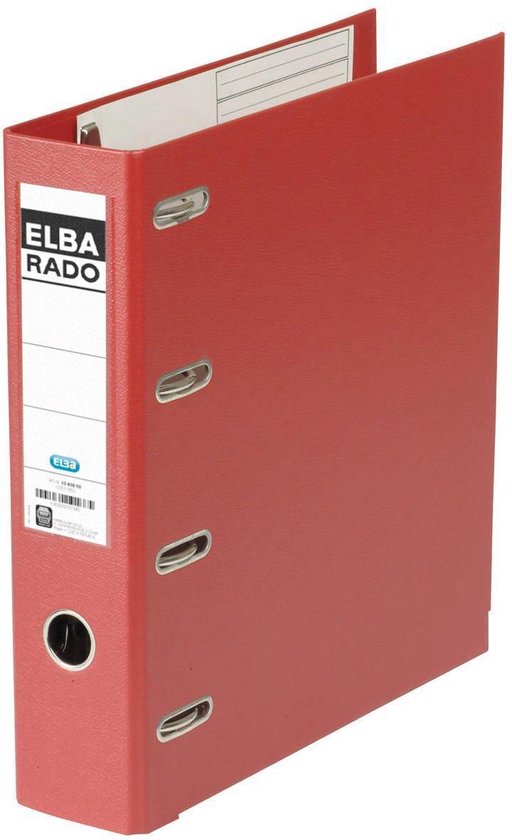 Elba Rado Plast ordner met dubbele mechaniek, donkerrood, rug van 8 cm - Elba