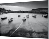 HalloFrame - Schilderij - Bootjes In Haven Akoestisch - Zilver - 120 X 80 Cm