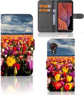 Telefoonhoesje met Tekst Samsung Galaxy Xcover 5 | Xcover 5 Enterprise Edition Wallet Book Case Moederdag Cadeau Tulpen