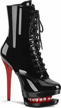 Pleaser Plateau Laarzen, Paaldans schoenen -36 Shoes- BLONDIE-R-1020 Paaldans schoenen Zwart/Rood