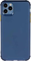 Voor iPhone 12 TPU kleur Doorschijnend Vierhoekige airbag Schokbestendige telefoon Beschermhoes (transparant donkerblauw)