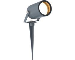 HOFTRONIC Spikey - Tuinspot voor buiten - LED - Antraciet - 2700K Warm wit - Waterdicht - 4 Watt - 345 lumen - 230V - Verwisselbare GU10 lamp - Prikspot met grondspies - Richtbaar - Aluminium - Voor het uitlichten van planten/struiken en bomen