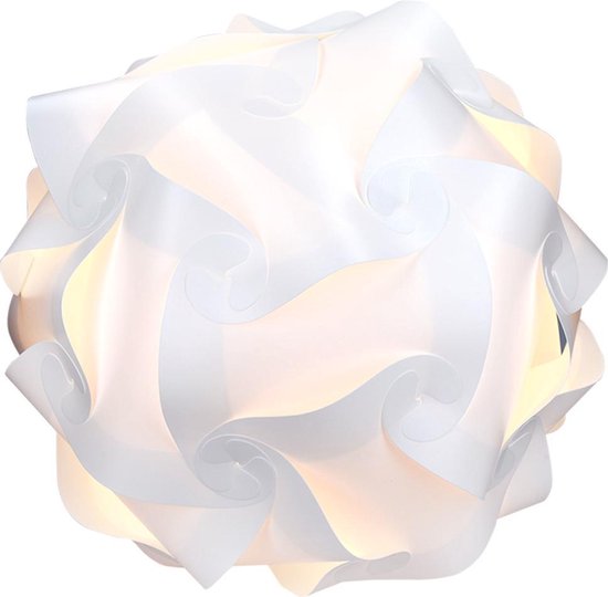 Lampe puzzle blanche kwmobile de 30 pièces - Lampe suspendue DIY - Puzzle votre lampe vous-même en 15 modèles - Lampe suspendue et lampe de table - environ 27 cm - Taille M