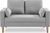 Stoffen tweezits sofa lichtgrijs gemêleerd - Bjorn - 2-zits bank met houten poten, scandinavische stijl