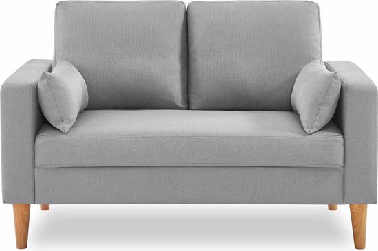 Canapé 2 places en Tissus gris clair chiné - Bjorn - Canapé 2 places avec  pieds en... | bol