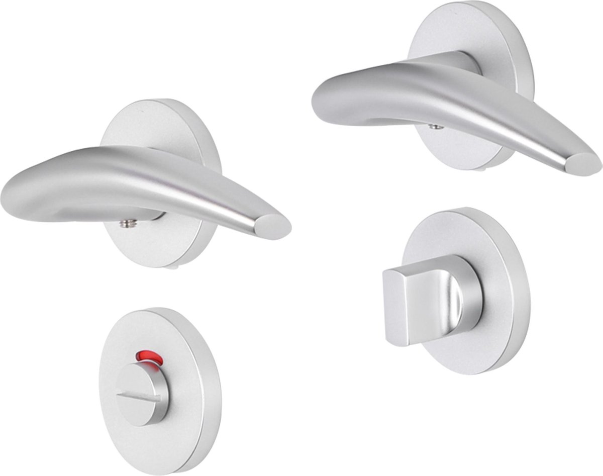 Deurkruk - Impresso Windsor - Voor binnen - Rond met rond Toiletrozet - Aluminium - 2 stuks