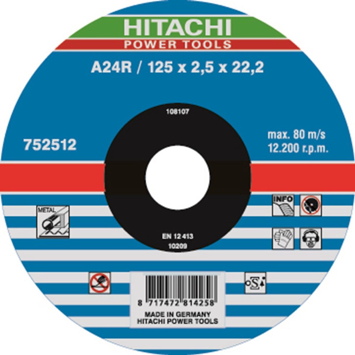 HiKOKI 752514 Vlak model A24R doorslijpschijf - 180 x 22,23 x 3mm - metaal