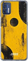 6F hoesje - geschikt voor Motorola Moto G9 Plus -  Transparant TPU Case - Black And Yellow #ffffff