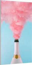 Dibond - Roze Wolken uit Champagnefles - 100x200cm Foto op Aluminium (Met Ophangsysteem)