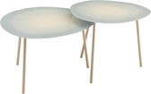 J-Line Set Van 2 Bijzettafels Metaal Lak Licht Blauw