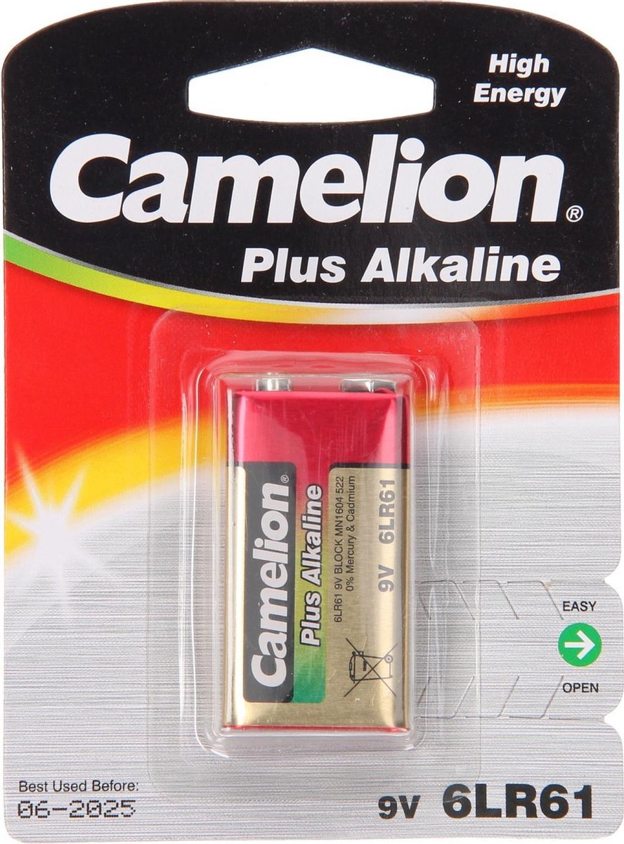 Camelion 9V Alkaline Batterij - 1 stuk - 500 mAh