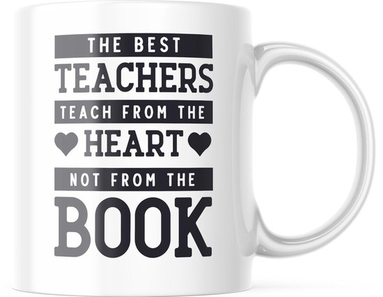 Mug Les meilleurs professeurs enseignent du cœur pas du livre | Enseignant Merci Cadeau | Cadeau de remerciement maître | Cadeau de remerciement de l'enseignant | Cadeau de remerciement de fin d'année scolaire