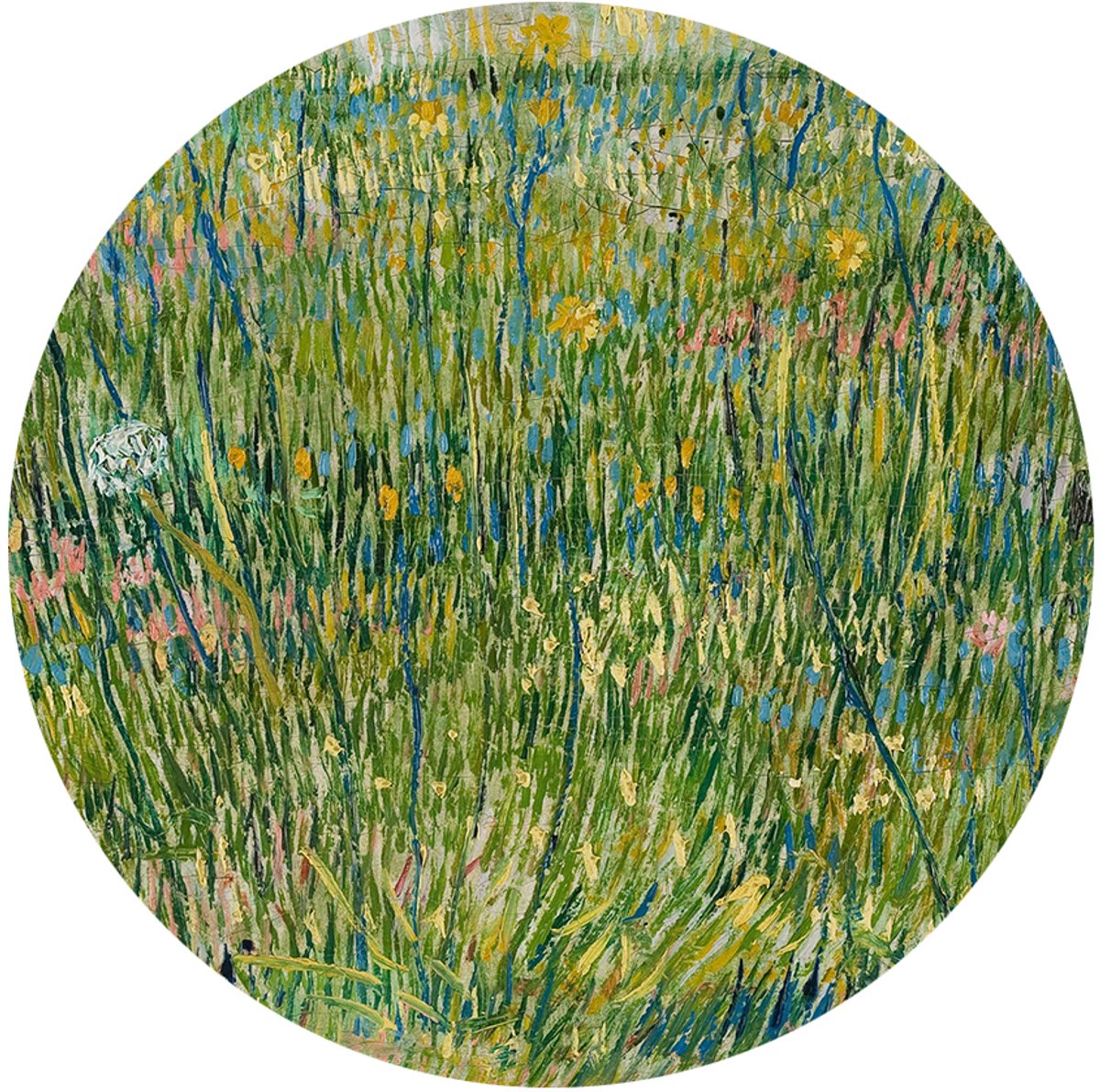 Grasgrond, Vincent van Gogh - Foto op Behangcirkel - ⌀ 60 cm