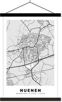 Posterhanger incl. Poster 60x90 cm - Schoolplaat - Stadskaart - Nuenen - Grijs - Wit - Textielposter - Zwarte latten
