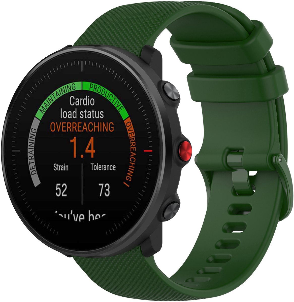 123watches sport gesp band - groen - - Geschikt voor Polar Vantage M / Vantage M2 / Vantage M3 /Vantage V3 / Grit X / Grit X Pro / Grit X2 Pro / Overige smartwatches met 22mm bandje