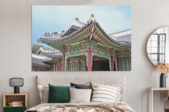 Texture traditionnelle coréenne en toile Changdeokgung 180x120 cm - Tirage photo sur toile (Décoration murale salon / chambre) XXL / Groot format!