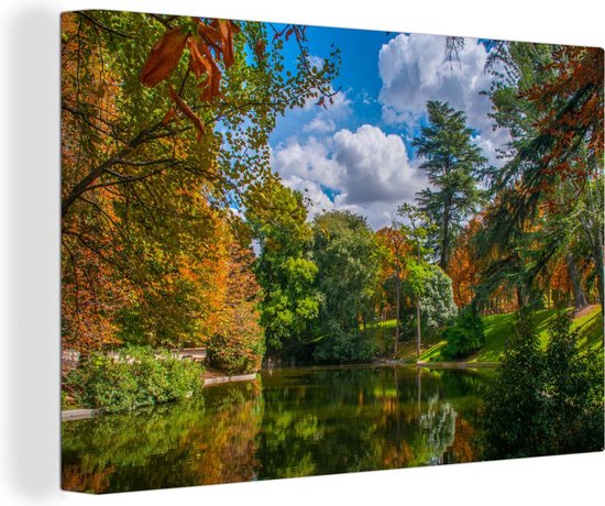 3 Pièces Tableau Sur Toile Jungle Verte Piy Painting - Décoration Murale Forêt Encadrée 40x30cm