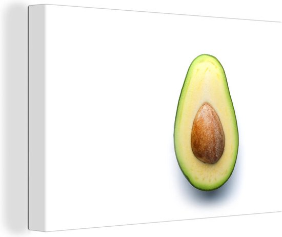 Canvas schilderij 150x100 cm - Wanddecoratie Gesneden avocado met pit - Muurdecoratie woonkamer - Slaapkamer decoratie - Kamer accessoires - Schilderijen op canvas