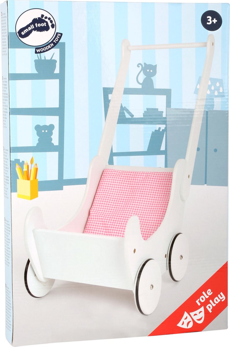 Simply for Kids Houten Poppenwagen Stippeltje Roze
