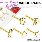 Voordeelset 5 pack assortiment studs goud kleur