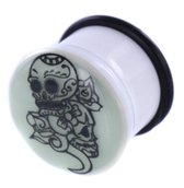 Glow in the dark Skull Art Plug - 16 MM