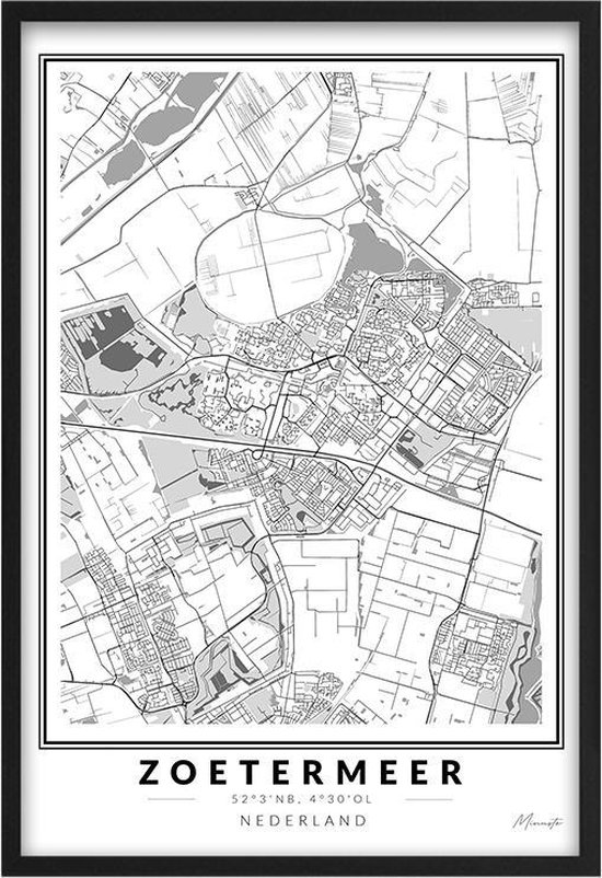 Poster Stad Zoetermeer A4 - 21 x 30 cm (Exclusief Lijst) Citymap - Stadsposter - Plaatsnaam poster Zoetermeer