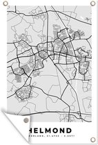Tuinposter - Tuindoek - Tuinposters buiten - Stadskaart - Helmond - Grijs - Wit - 80x120 cm - Tuin - Plattegrond