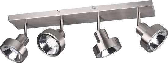 LED Plafondspot - Torna Leonida - GU10 Fitting - 4-lichts - Rechthoek - Mat Nikkel - Aluminium