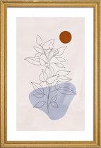 JUNIQE - Poster met houten lijst Flourishing -40x60 /Blauw & Ivoor