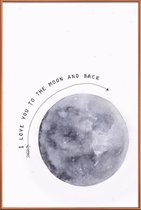 JUNIQE - Poster met kunststof lijst Moon -40x60 /Grijs & Wit
