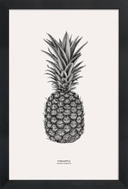 JUNIQE - Poster in houten lijst Pineapple -20x30 /Grijs & Ivoor