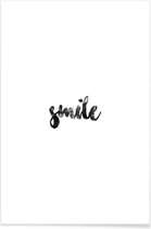 JUNIQE - Poster Smile -20x30 /Wit & Zwart