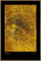 JUNIQE - Poster met kunststof lijst Paris kaart gouden -40x60 /Goud &