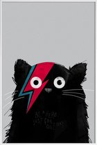 JUNIQE - Poster in kunststof lijst Cat Hero -20x30 /Grijs & Rood