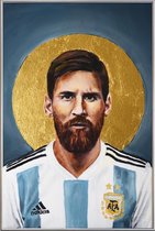 JUNIQE - Poster met kunststof lijst Football Icon - Lionel Messi