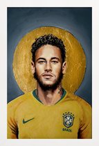 JUNIQE - Poster met houten lijst Football Icon -Neymar -20x30