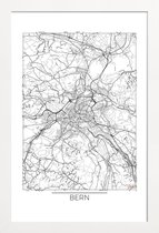 JUNIQE - Poster met houten lijst Bern - minimalistische stadskaart