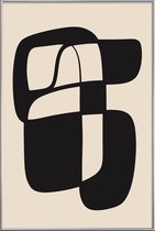 JUNIQE - Poster met kunststof lijst In Check -30x45 /Grijs & Ivoor