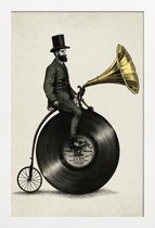 JUNIQE - Poster in houten lijst Music Man -20x30 /Ivoor & Zwart