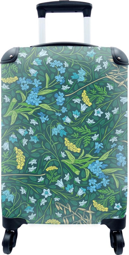 Valise - Motif fleuri vert et bleu - 35x55x20 cm - Bagage à main - Trolley  | bol.com