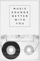 JUNIQE - Poster met kunststof lijst Music Sounds Better With You