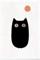 JUNIQE - Poster Meow -13x18 /Wit & Zwart