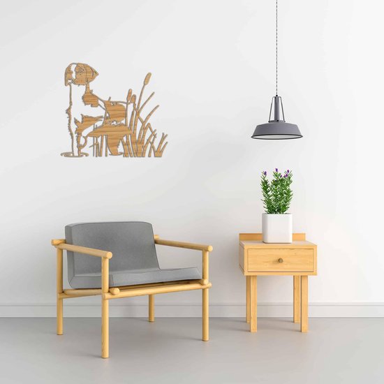 Décoration murale - Chien - Epagneul Breton - Épagneul Breton 2 - M - 60x68cm - Chêne - décoration murale - Line Art